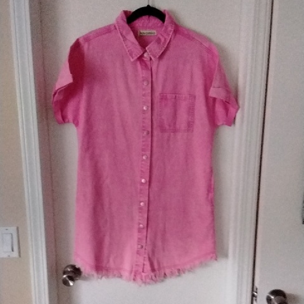 Luvamia Pink Denim Shirt Dress
